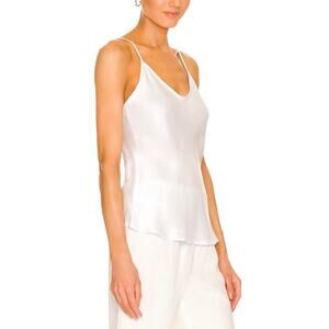 ENZA COSTA Bias Cami Tank Women XS White V-neck Adjustable Strappy Satin NEW